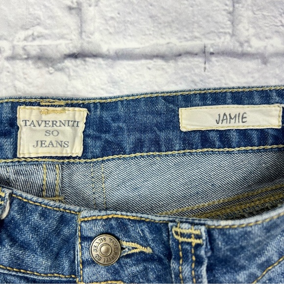 *TAVERNITI So Jamie Bootcut Ripped Stitch Low Rise Jeans Size 27 - Picture 8 of 12